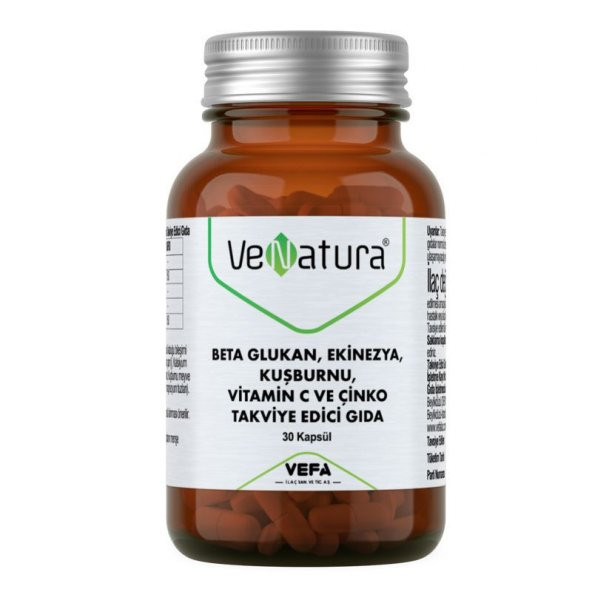 Beta Glukan, Ekinezya, Kuşburnu, Vitamin C ve Çinko Takviye Edici Gıda 30 Kapsül ürün görseli 1