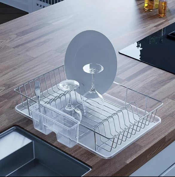 Geseus Home Tek Katlı Tabaklık Bulaşıklık Krom KB003K ürün görseli 1
