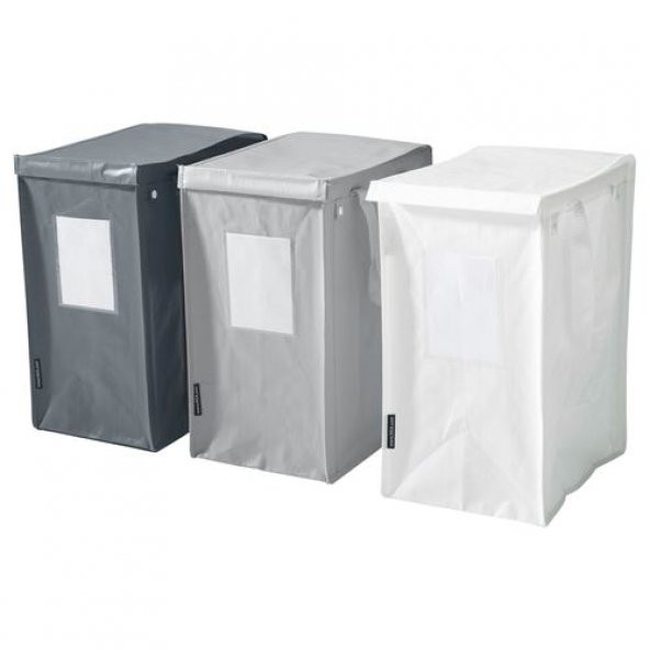 3 Adet Çamaşır Sepeti, Beyaz-Koyu Gri-Açık Gri MeridyenDukkan 35Litre 22x35x45 cm/Çamaşır Sepeti ürün görseli 1