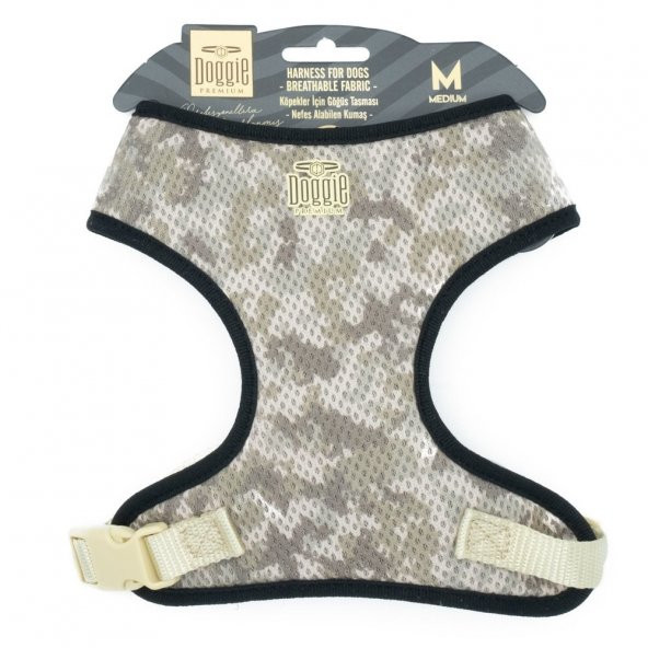 Doggie Havalı Dokumadan El Yapımı Küçük Irk Köpek Göğüs Tasması M-1,5x35-45cm Kamuflaj ürün görseli 1