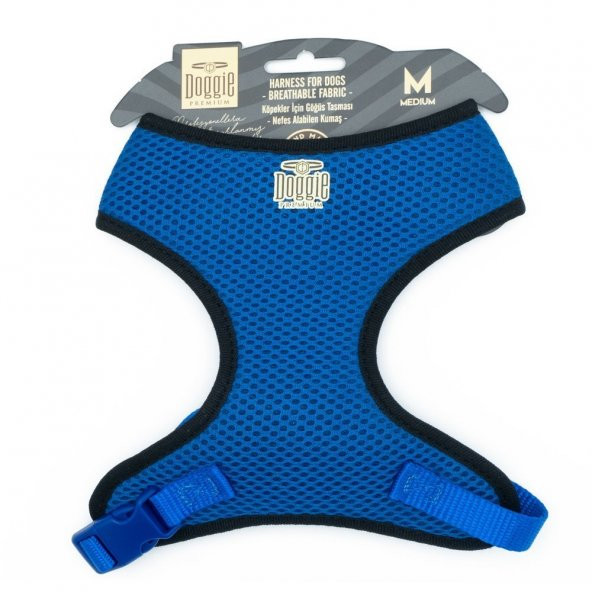 Doggie Havalı Dokumadan El Yapımı Küçük Irk Köpek Göğüs Tasması M-1,5x35-45cm Royal Mavi ürün görseli 1
