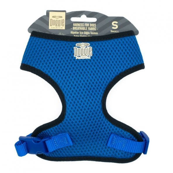 Doggie Havalı Dokumadan El Yapımı Küçük Irk Köpek Göğüs Tasması S-1,5x25-35cm Royal Mavi ürün görseli 1