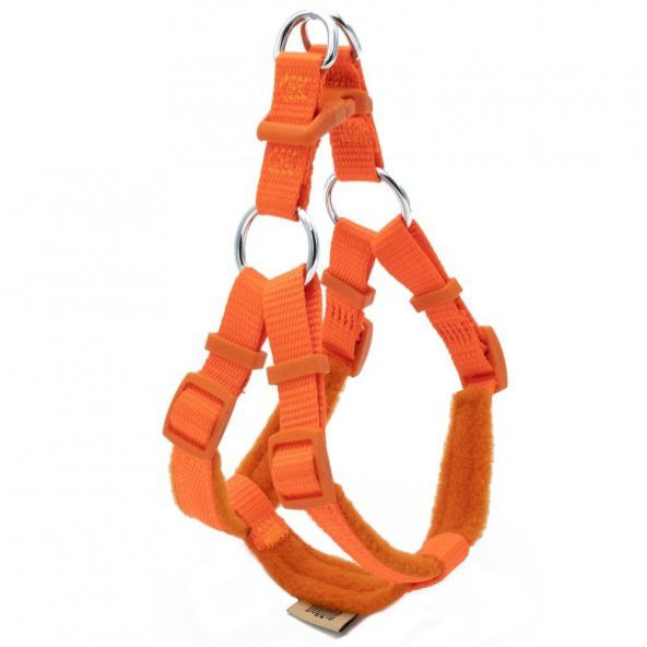 Doggie Polar Dokumadan El Yapımı Ronin Model Köpek Göğüs Tasması XS-1,5x35-45cm Turuncu ürün görseli 1