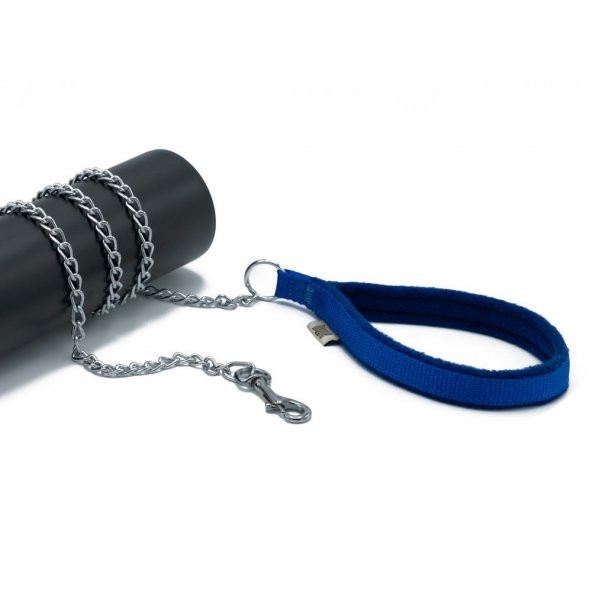 Doggie Polar Dokumadan El Yapımı Zincirli Köpek Gezdirme Kayışı 2x110cm Royal Mavi ürün görseli 1