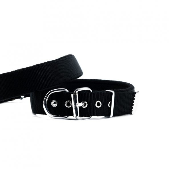 Doggie Polar Dokumadan El Yapımı Köpek Boyun Tasması 3x47-55cm Siyah ürün görseli 1