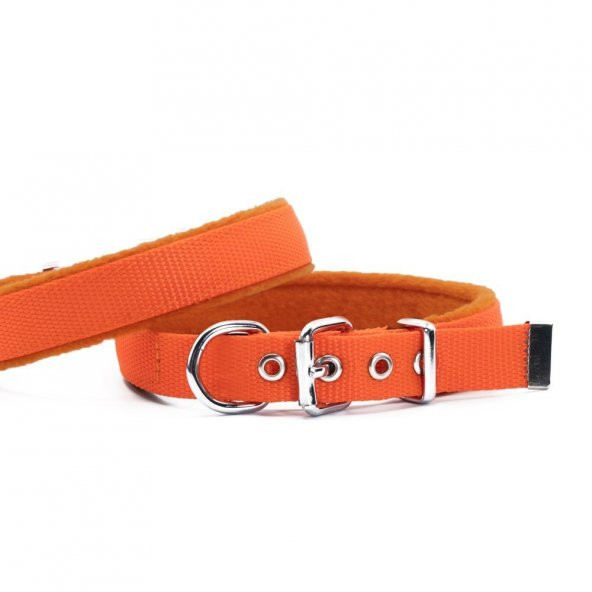 Doggie Polar Dokumadan El Yapımı Köpek Boyun Tasması 2x35-40cm Turuncu ürün görseli 1