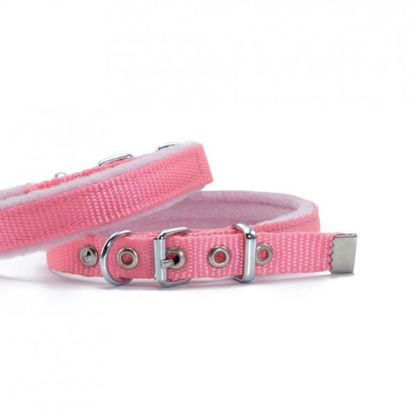 Doggie Polar Dokumadan El Yapımı Köpek Boyun Tasması 1,5x25-30cm Pembe ürün görseli 1