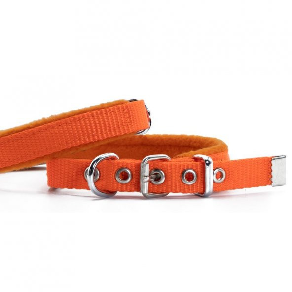 Doggie Polar Dokumadan El Yapımı Köpek Boyun Tasması 1,5x25-30cm Turuncu/ ürün görseli 1
