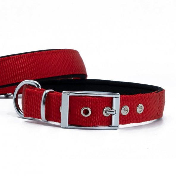 Doggie Elit Dokumadan El Yapımı Köpek Boyun Tasması 2,5x42-50cm Kırmızı ürün görseli 1