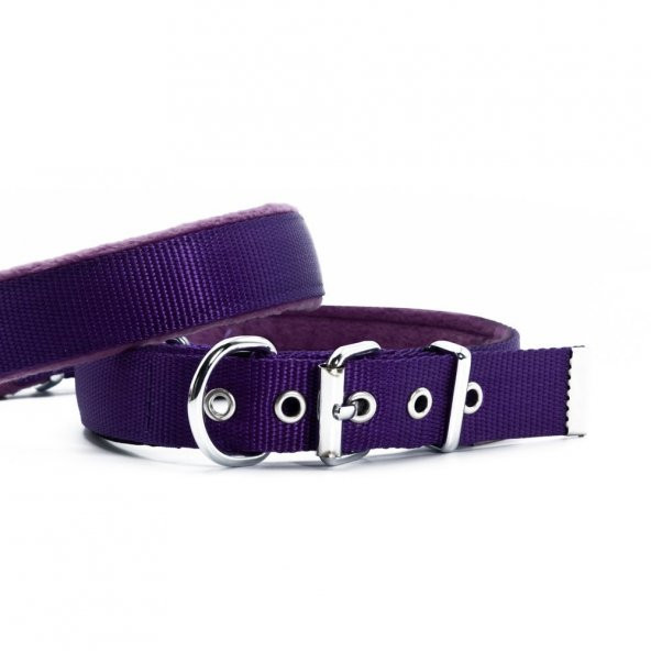 Doggie Polar Dokumadan El Yapımı Köpek Boyun Tasması 2x30-35cm Mor/ ürün görseli 1