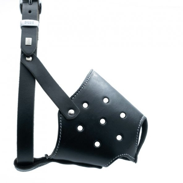 Doggie Eğitim Serisi Gerçek Deriden El Yapımı Kısa Burunlu Köpek Ağızlığı XL-2x60-65cm Siyah ürün görseli 1