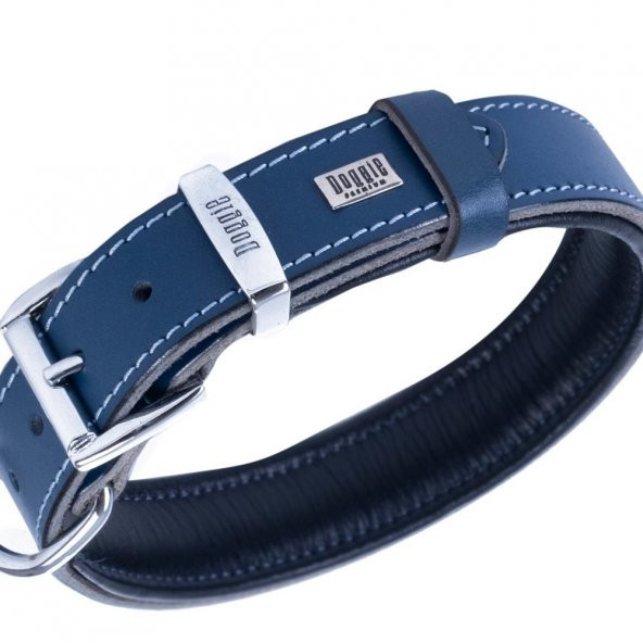 Doggie Fırstclass Gerçek Deriden El Yapımı Köpek Boyun Tasması 3,5x52-60cm Royal Mavi ürün görseli 1