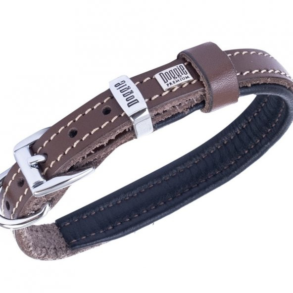 Doggie Fırstclass Gerçek Deriden El Yapımı Köpek Boyun Tasması 1,5x25-30cm Kahverengi/ ürün görseli 1