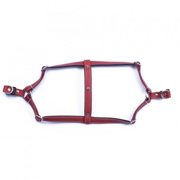 Doggie Konforlu Gerçek Deriden El Yapımı Ronin Model Köpek Göğüs Tasması S-1,5x40-45cm Kırmızı ürün görseli 1