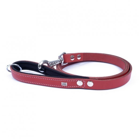 Doggie Konforlu Gerçek Deriden El Yapımı Köpek Gezdirme Kayışı 2x140cm Kırmızı ürün görseli 1
