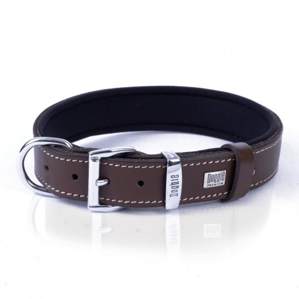 Doggie Konforlu Gerçek Deriden El Yapımı Nazar Boncuklu Köpek Boyun Tasması 3x42-50cm Kahverengi ürün görseli 1