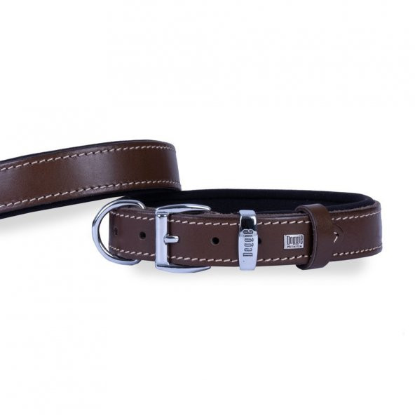Doggie Konforlu Gerçek Deriden El Yapımı Köpek Boyun Tasması 3x42-50cm Kahverengi ürün görseli 1