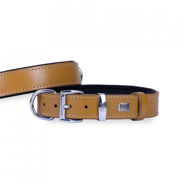 Doggie Konforlu Gerçek Deriden El Yapımı Köpek Boyun Tasması 2,5x37-45cm Camel ürün görseli 1