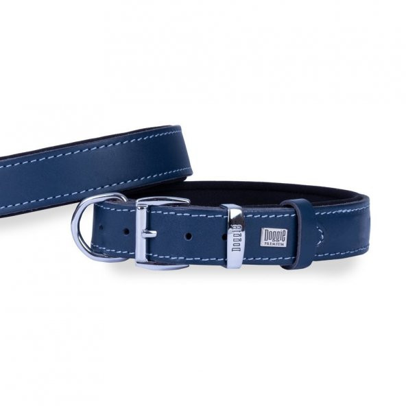 Doggie Konforlu Gerçek Deriden El Yapımı Köpek Boyun Tasması 2,5x37-45cm Royal Mavi ürün görseli 1