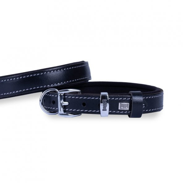 Doggie Konforlu Gerçek Deriden El Yapımı Köpek Boyun Tasması 2x30-35cm Siyah ürün görseli 1