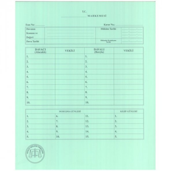 İmalat Dava Dosyası 50li Paket Kaliteli Yeşil ürün görseli 1