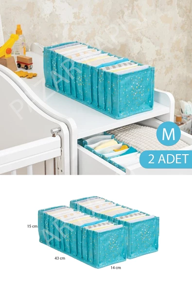 2 Adet Baby Bebek Odası Akordiyon Çekmece Düzenleyici Mavi M Boy ürün görseli 1