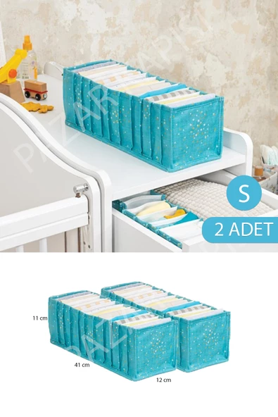 2 Adet Baby Bebek Odası Akordiyon Çekmece Düzenleyici Mavi S Boy ürün görseli 1