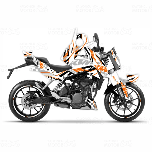 KTM Duke 250 Xtreme Lines Design Sticker Set Beyaz-Siyah-Turuncu ürün görseli 1