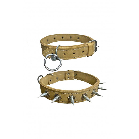 DESİNGSHOP Çivili Köpek Tasması Çift Kalınlık Bej 75 X 3,5 Cm DSGKT06 ürün görseli 1
