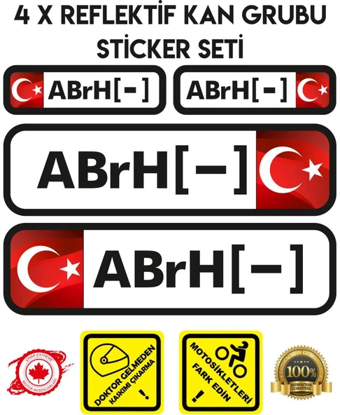 TR AB rH - Reflektif Kan Grubu Seti Sticker Çınar Extreme ürün görseli 1