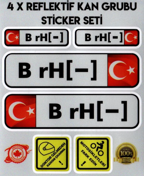 TR B rH - Reflektif Kan Grubu Seti Sticker Çınar Extreme - Resim 2