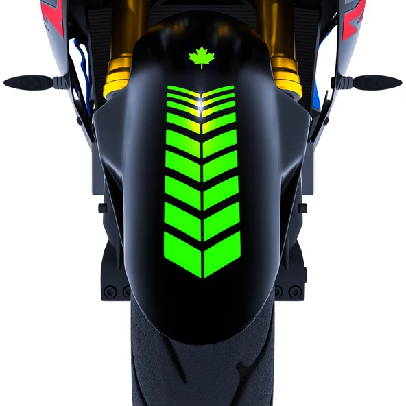 2 Adet Sport Motosiklet Çamurluk Floresan Yeşil Kask Sticker Çınar Extreme ürün görseli 1
