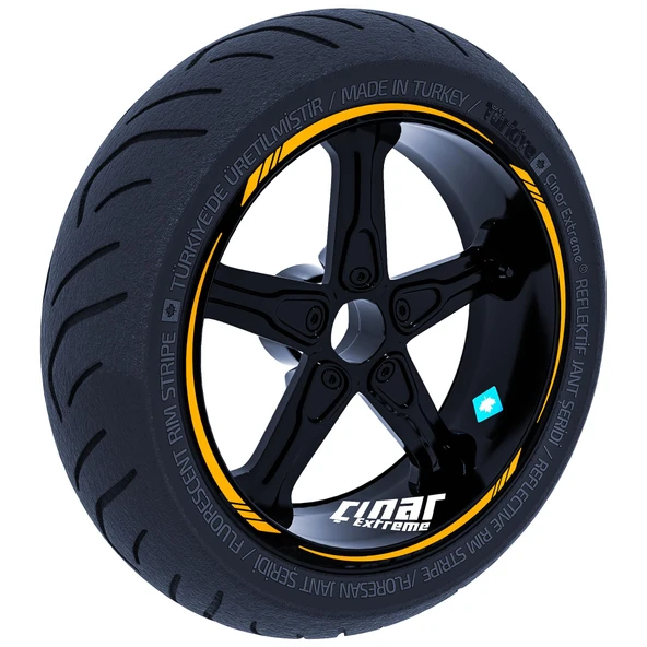 Taksi Sarısı 4 Parçalı Keskin Jant Şeridi Sticker Çınar Extreme ürün görseli 1