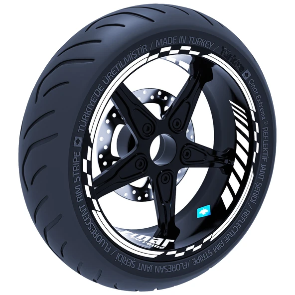 Floresan Beyaz Moto GP İç Dış Jant Şeridi Takım Sticker Çınar Extreme ürün görseli 1