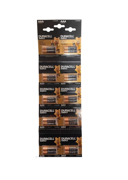 Duracell İnce Kalem AAA Pil 20 Adet ürün görseli 1