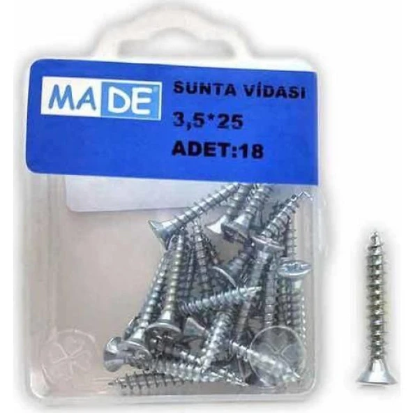 Made Sunta Vidası 3.5X25 ( 1 Kutu:18 Adet) ST-28 ürün görseli 1