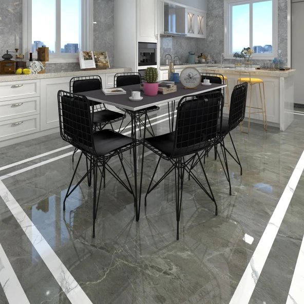 Knsz masa sandalye takımı hem75mazlum grisyh 130*070 sm 6 sandalye syhsyh sırt minderli ürün görseli 1