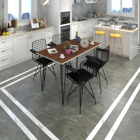 Knsz masa sandalye takımı hem75mazlum cvzsyh 130*070 klç 4 sandalye syhsyh kolçaklı ürün görseli 1