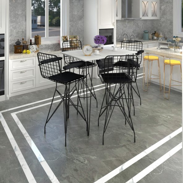 Knsz masa sandalye takımı hem105zengin byzsyh 130*070 4 sandalye syhsyh kolçaklı ürün görseli 1