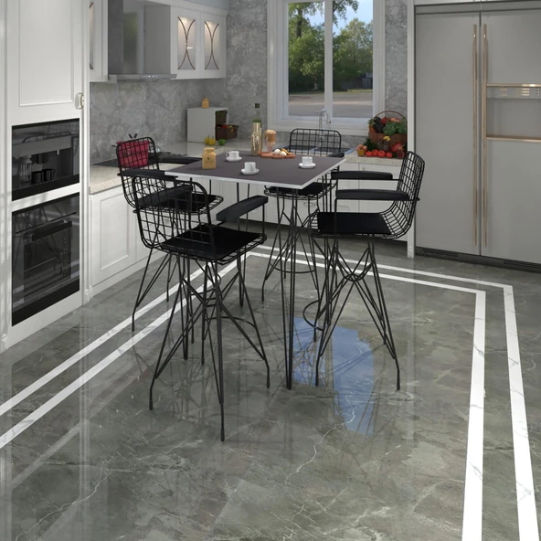 Knsz masa sandalye takımı hem105zengin grisyh 080*080 4 sandalye syhsyh kolçaklı ürün görseli 1