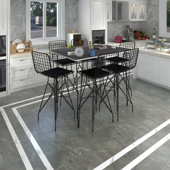 Knsz masa sandalye takımı hem105zengin grisyh 130*090 6 sandalye syhsyh ürün görseli 1