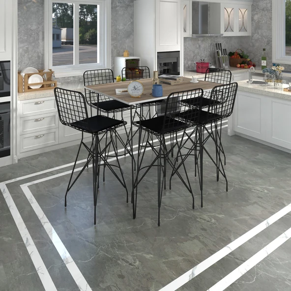 Knsz masa sandalye takımı hem105zengin crdsyh 130*090 6 sandalye syhsyh ürün görseli 1