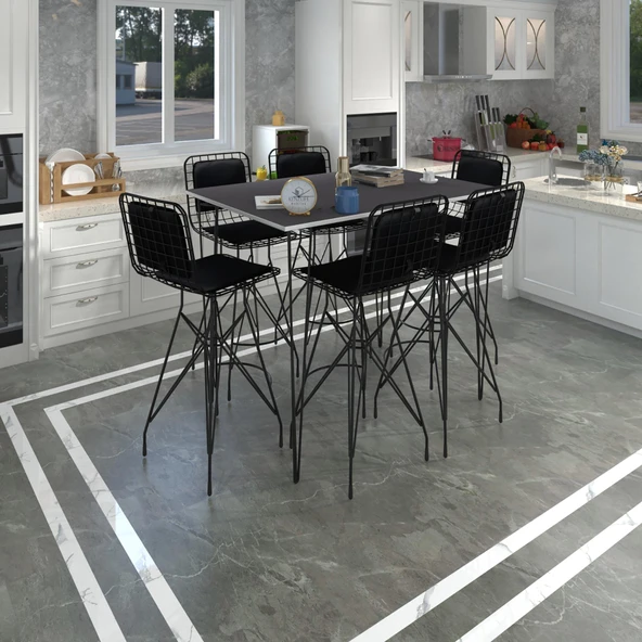 Knsz masa sandalye takımı hem105zengin grisyh 130*090 6 sandalye syhsyh sırt minderli ürün görseli 1