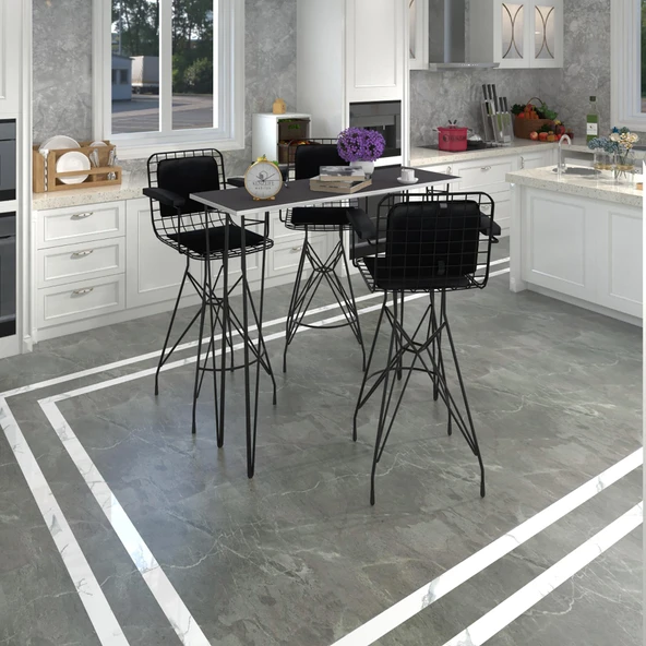 Knsz masa sandalye takımı hem105zengin grisyh 120*040 3 sandalye syhsyh kolçaklı sırt minderli ürün görseli 1