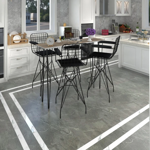 Knsz masa sandalye takımı hem105zengin crdsyh 140*040 4 sandalye syhsyh kolçaklı ürün görseli 1
