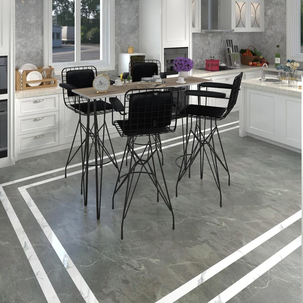 Knsz masa sandalye takımı hem105zengin crdsyh 140*040 4 sandalye syhsyh kolçaklı sırt minderli ürün görseli 1