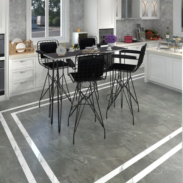Knsz masa sandalye takımı hem105zengin grisyh 140*040 4 sandalye syhsyh kolçaklı sırt minderli ürün görseli 1