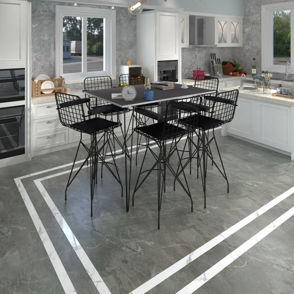 Knsz masa sandalye takımı hem105zengin grisyh 130*070 6 sandalye syhsyh kolçaklı ürün görseli 1