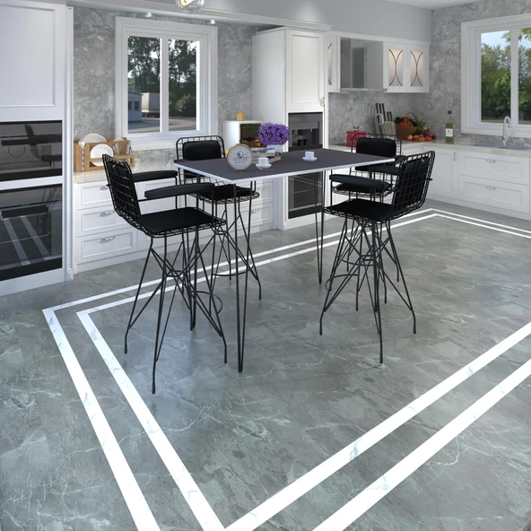 Knsz masa sandalye takımı hem105zengin grisyh 100*070 4 sandalye syhsyh kolçaklı sırt minderli ürün görseli 1