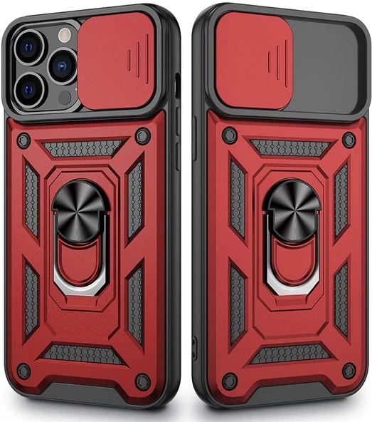 Gpack Apple iPhone 13 Pro Kılıf  Sert Silikon Tank Aramid Sürgülü Vega Yüzüklü ürün görseli 1